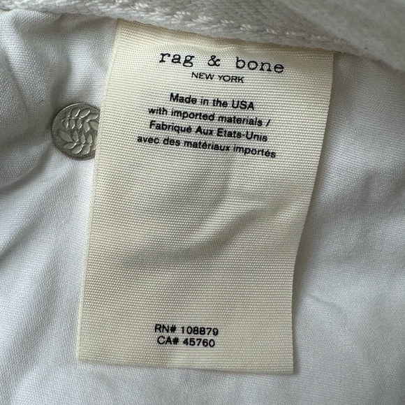 NWT rag & bone Maya White Denim Shorts Size 24 High Rise Distressed Raw Hem - Picture 8 of 15